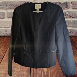 Helios & Luna 12 black multi clasp front closure linen blend woman's jacket.